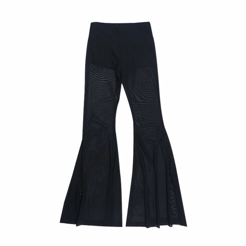 Gothic Alt Goth See Through Sheer Flare Pants