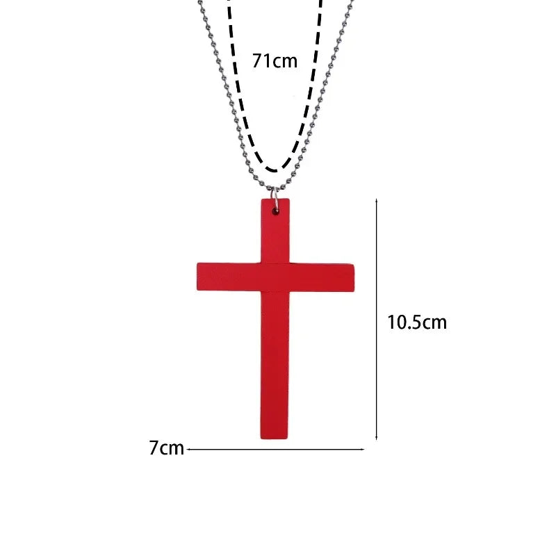 Gothic Alt Goth Large Wood Cross Pendant Necklace (available in 3 colors)
