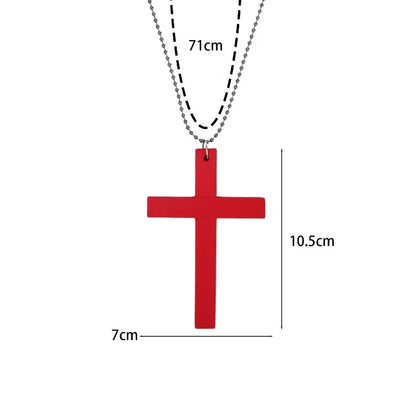 Gothic Alt Goth Large Wood Cross Pendant Necklace (available in 3 colors)