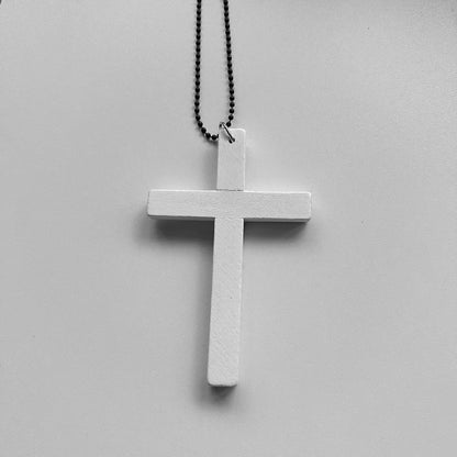 Gothic Alt Goth Large Wood Cross Pendant Necklace (available in 3 colors)