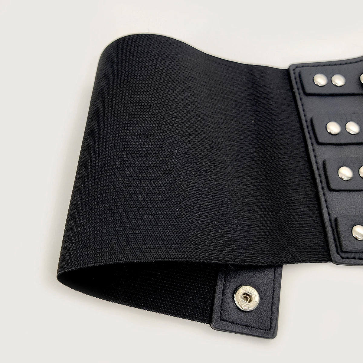 Gothic Alt Goth Studded Multiple Buckles Wide Elastic Cummerbund Belt