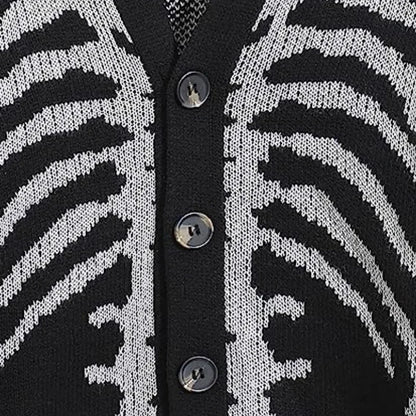 Gothic 90s Grunge Skeleton Knitted Cardigan Jacket