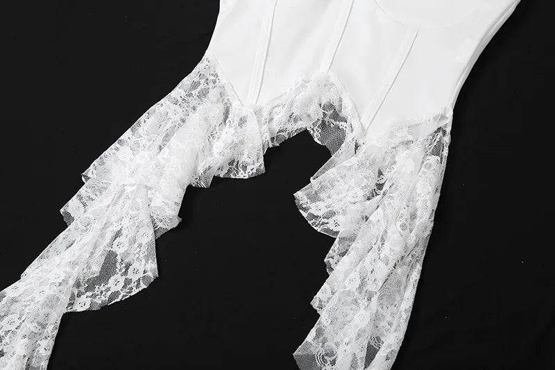 Gothic Y2K Alt Goth Irregular Lace Ruffled Tank Top (available in 2 colors)