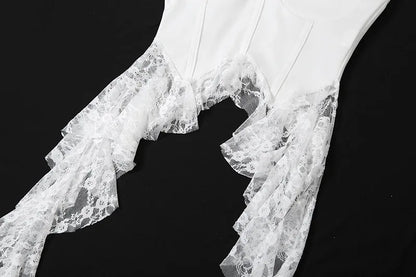 Gothic Y2K Alt Goth Irregular Lace Ruffled Tank Top (available in 2 colors)