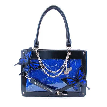 Gothic Y2K Alt Goth Butterfly Spider Web Letter Chain Handbag Lolita Shoulder Bag (available in 6 colors)