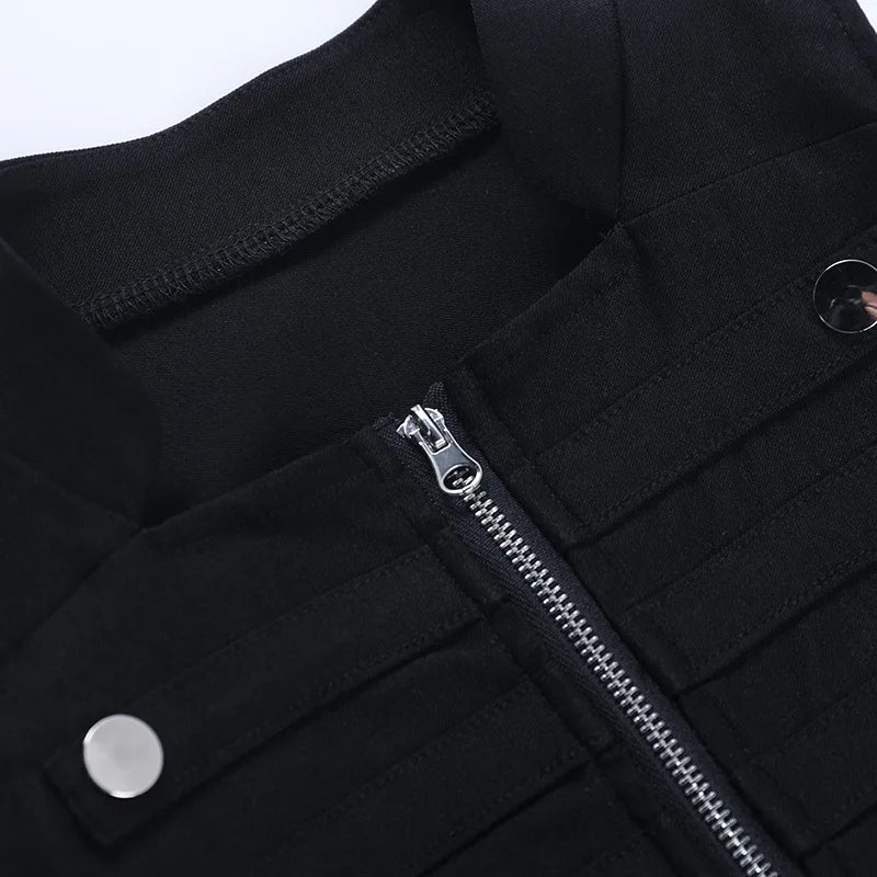 Gothic Punk Harajuku Double Button Zipper Sleeveless Top