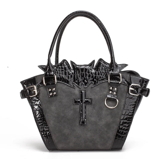 Gothic Punk Cross Bat Large Shoulder Crossbody Bag