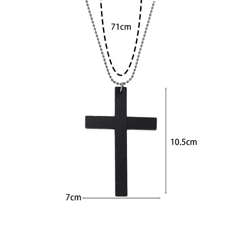 Gothic Alt Goth Large Wood Cross Pendant Necklace (available in 3 colors)
