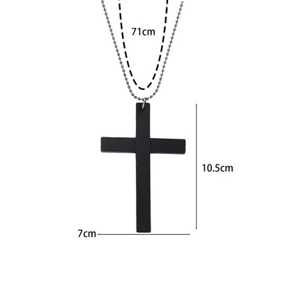 Gothic Alt Goth Large Wood Cross Pendant Necklace (available in 3 colors)