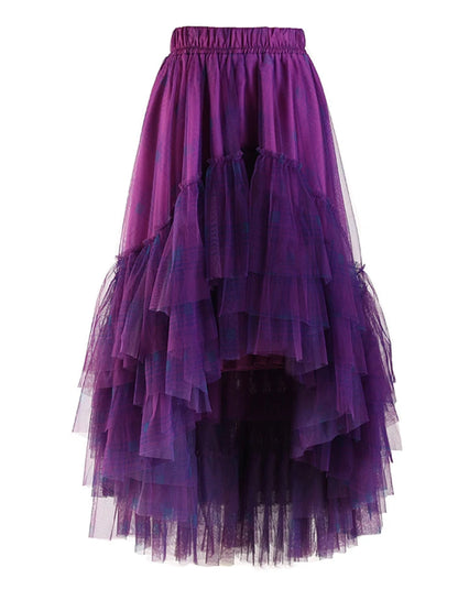 Gothic Grunge Y2K Alt Goth Plaid Mesh Irregular Skirt (available in 4 colors)