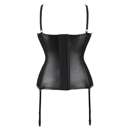 Gothic Faux Leather Lace Corset Bustier Top