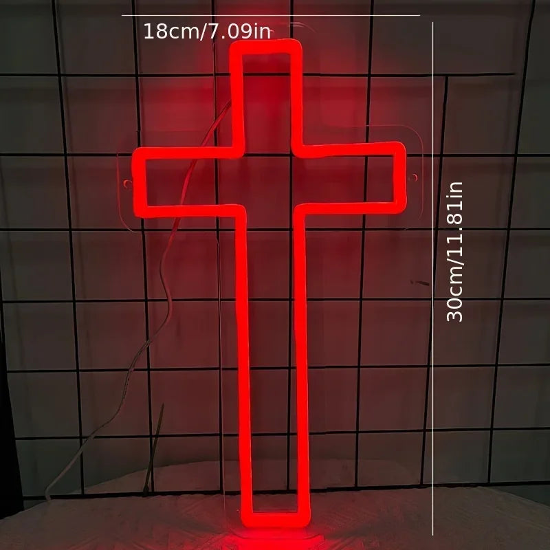 Gothic Cross Neon LED Light Wall Decor Sign