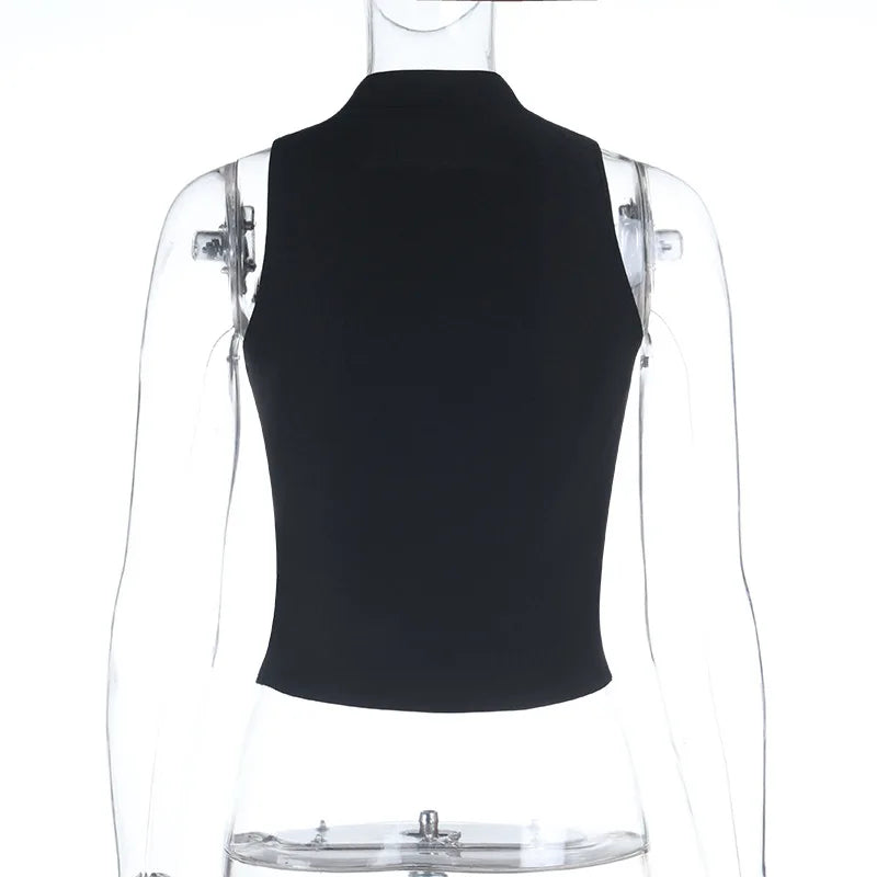 Gothic Punk Harajuku Double Button Zipper Sleeveless Top