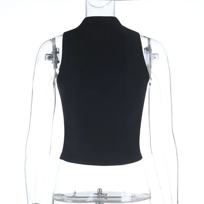 Gothic Punk Harajuku Double Button Zipper Sleeveless Top