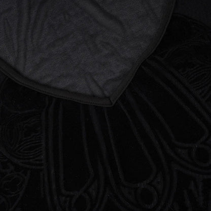 Gothic Y2K Alt Goth Cathedral Print See Through Mesh Flare Cuffs Bodysuit Top