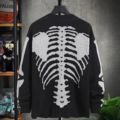 Gothic 90s Grunge Skeleton Knitted Cardigan Jacket