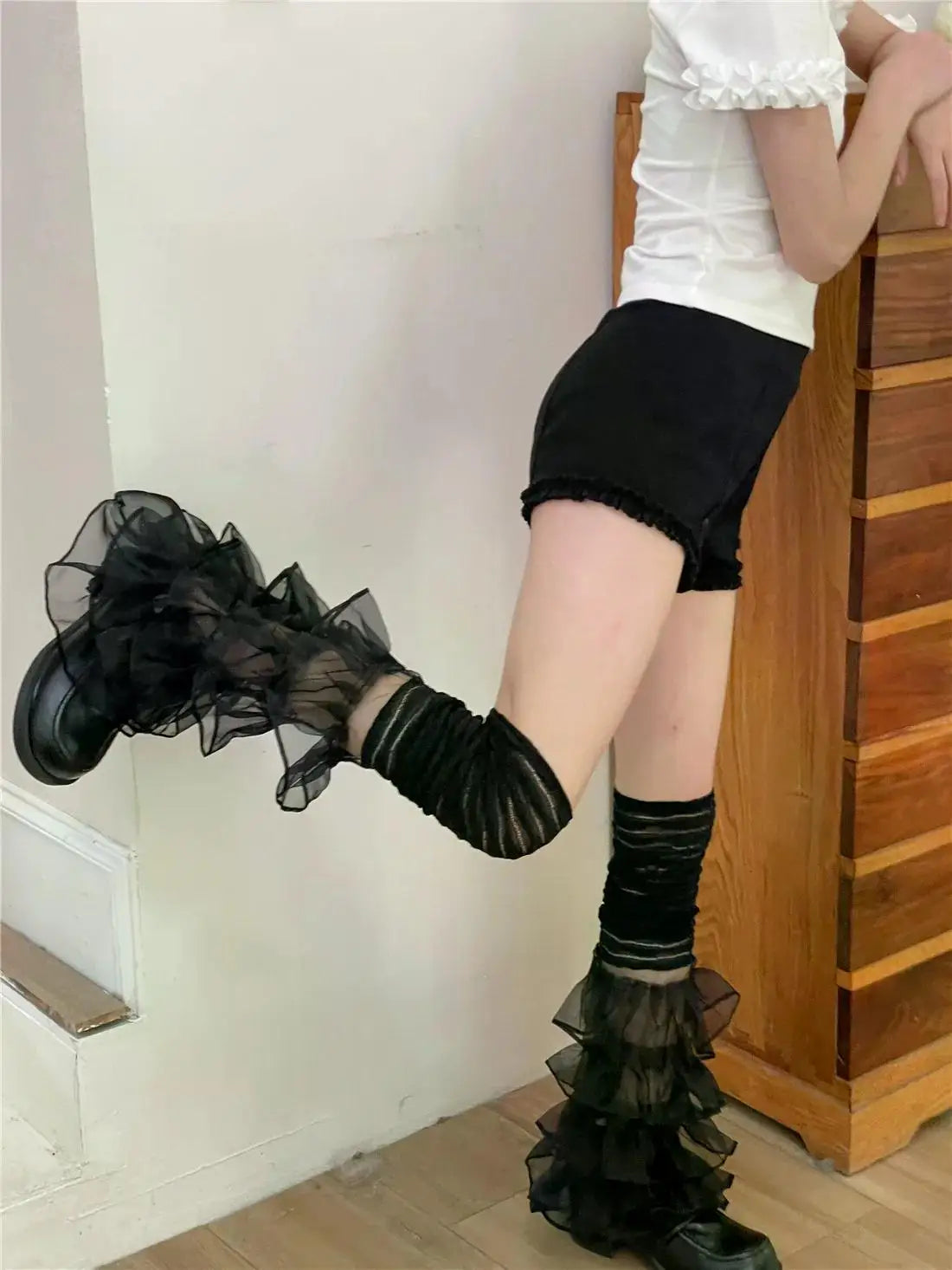 Gothic Punk Y2K Lace Ruffles Over The Knee Leg Warmers Harajuku (available in 6 colors)