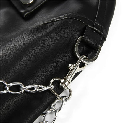 Gothic Chain Zipper Faux Leather Motorcycle Jacket