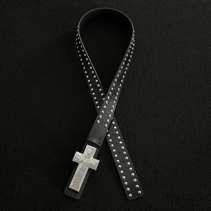 Gothic Y2K Alt Goth Cross Studded Waist Belt