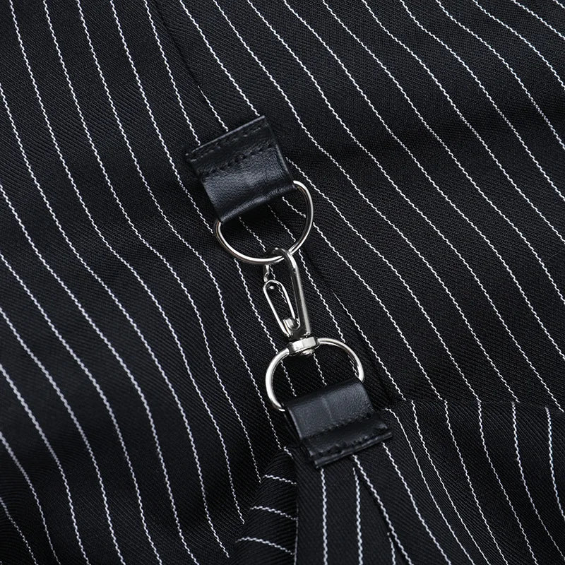 Gothic Alt Goth Pinstriped Ruched Skirt