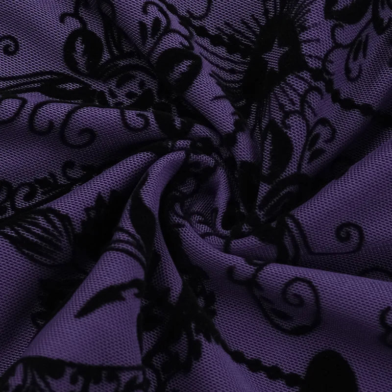 Gothic Alt Y2K Purple Sling Strap Sheer Maxi Dress