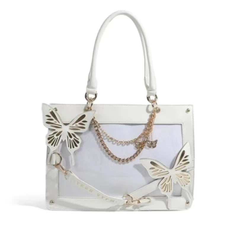 Gothic Y2K Alt Goth Butterfly Spider Web Letter Chain Handbag Lolita Shoulder Bag (available in 6 colors)