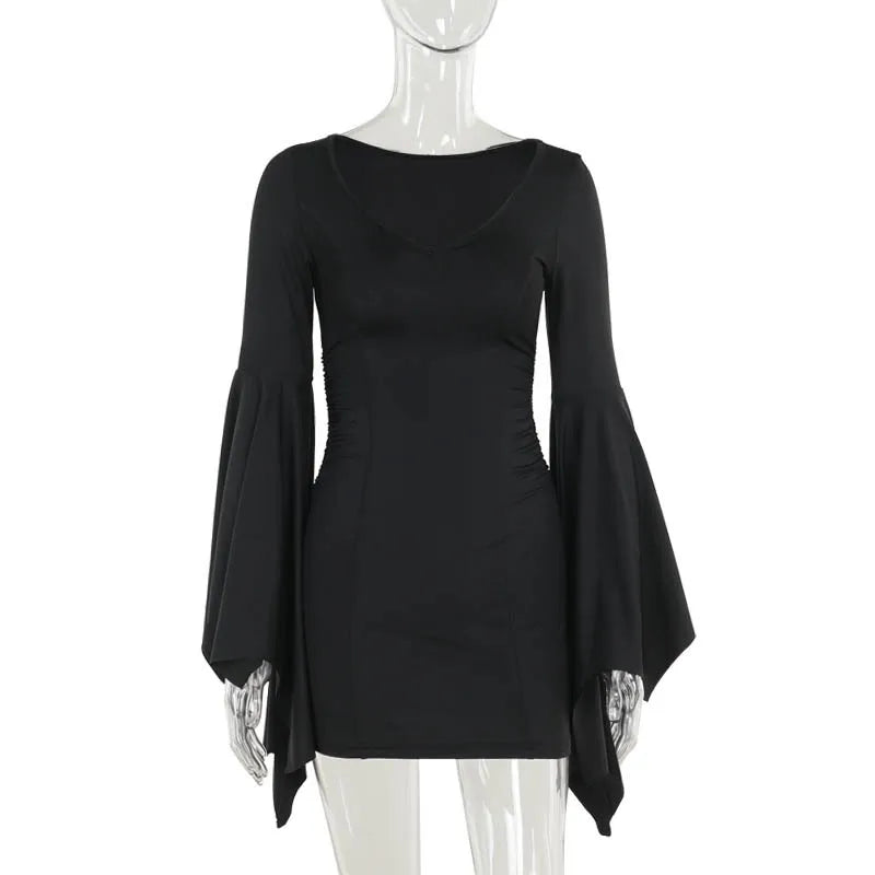 Gothic Bat Wing Sleeves Mini Dress