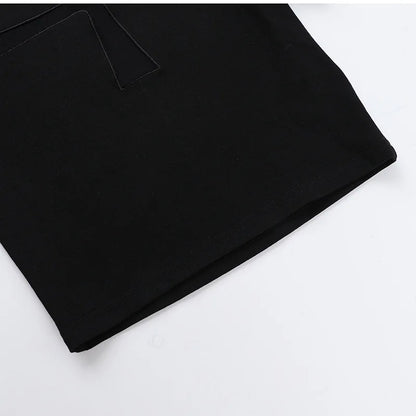 Gothic Alt Goth Cross Sheer Hollow Out Short Sleeve Shirt Top