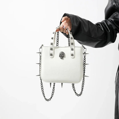 Gothic Alt Goth Cross Skull Spikes Chain Strap Crossbody Bag (available in 3 colors)