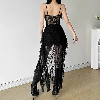 Alt Gothic Y2K Irregular Ruffled Lace Top Dress (available in 2 colors)