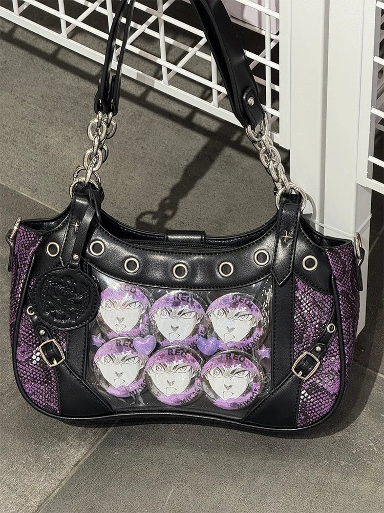 Gothic Y2K Harajuku Alt Goth Spider Chain Hand Bag Crossbody Bag