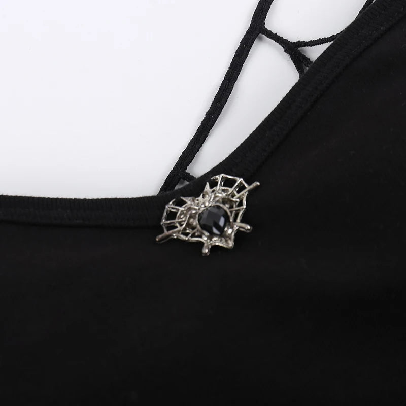 Gothic Spider Web Backless Sling Summer Top