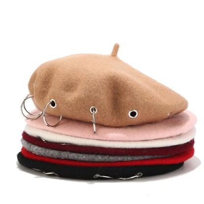 Gothic Punk Harajuku O Ring Beret Hat (available in 6 colors)