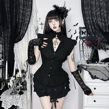 Gothic Classic Slim Wasit Shirt Blouse Top