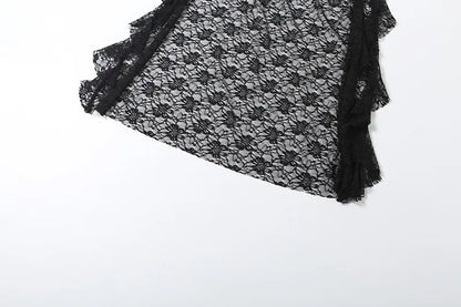 Gothic Vampire Goth Off Shoulder Lace Long Sleeves Irregular Hem Layered Dress