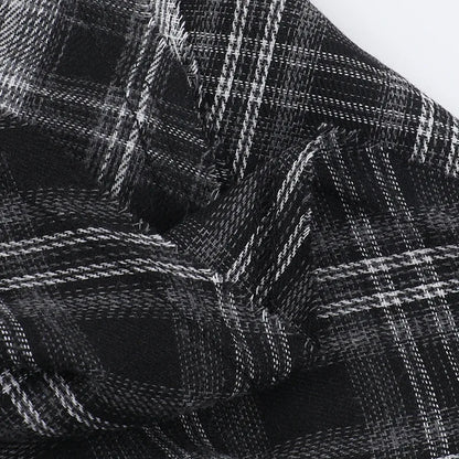 Gothic Grunge Alt Goth Harajuku Black White Plaid Irregular Hem Mini Skirt