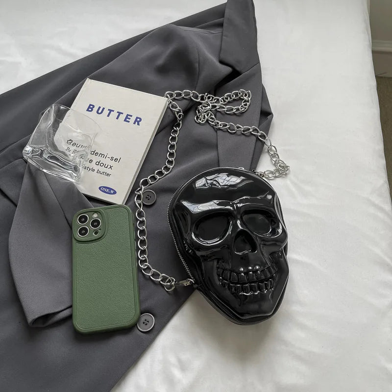 Gothic Alt Goth Skull Chain Crossbody Bag (available in 3 colors)