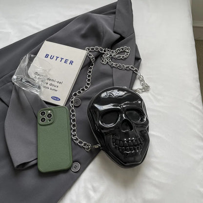 Gothic Alt Goth Skull Chain Crossbody Bag (available in 3 colors)
