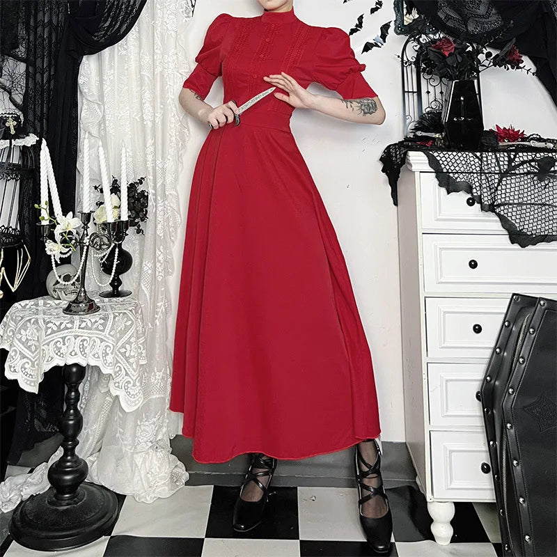 Gothic Vintage Red Pearl Cosplay Dress