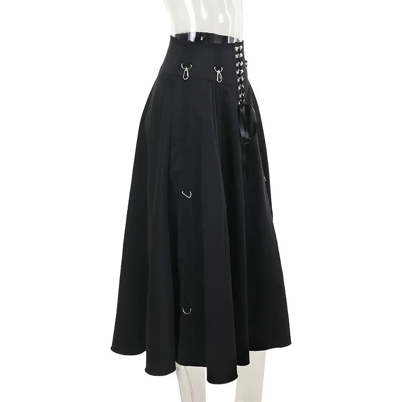 Gothic Lace Up Draped Skirt