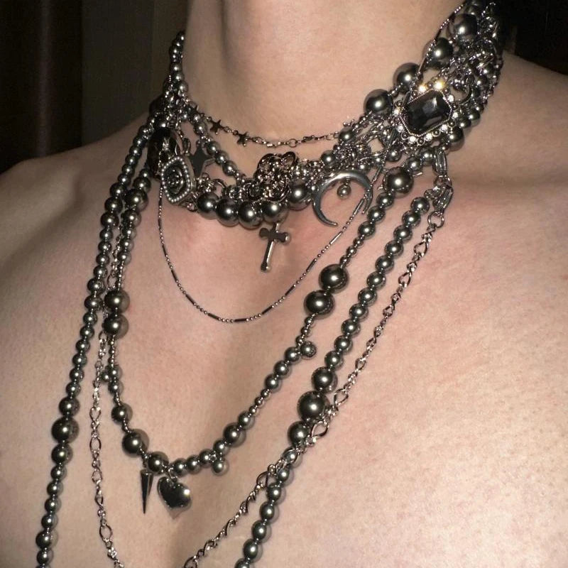 Gothic 90s Goth Multi-layer Necklace