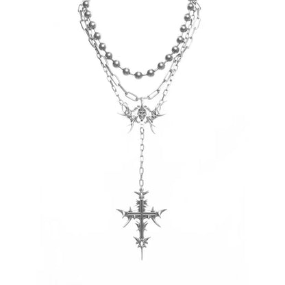 Gothic Cyberpunk Tassel Cross Necklace