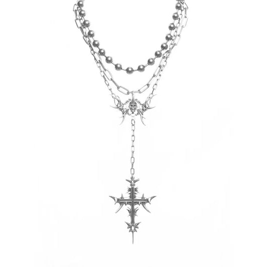 Gothic Cyberpunk Tassel Cross Necklace