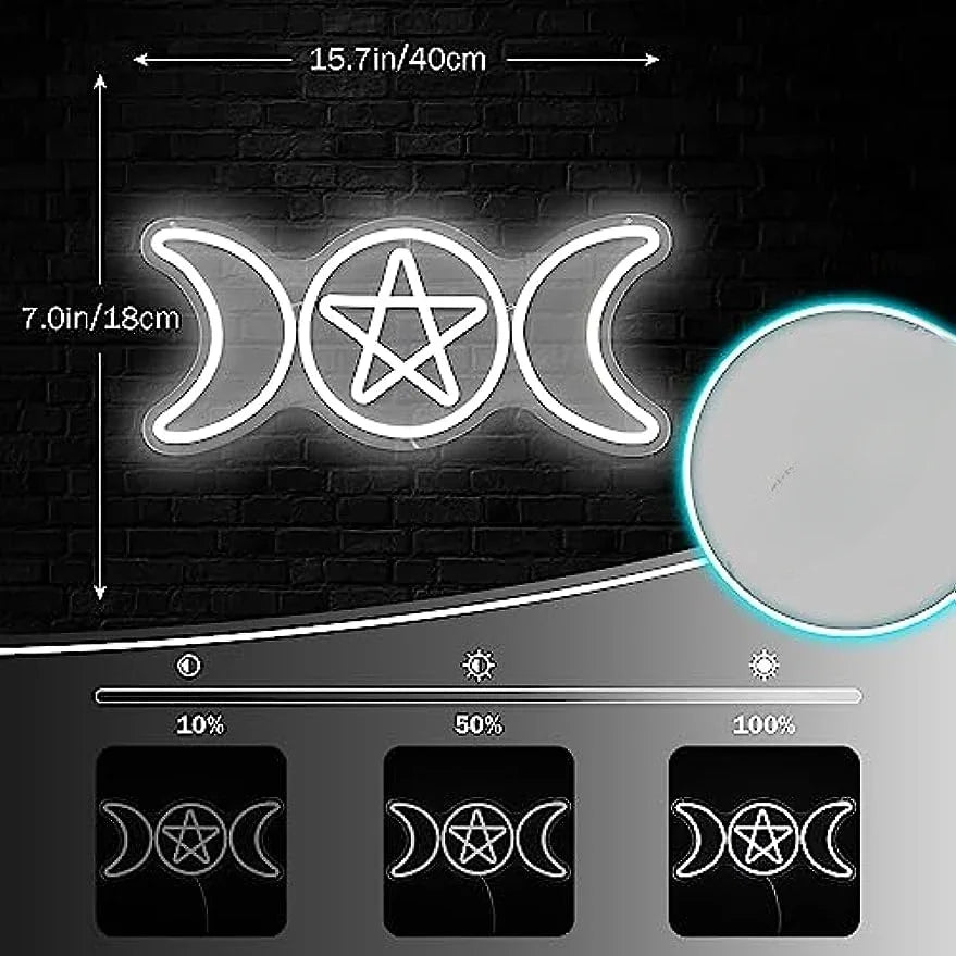 Triple Moon Goddess Gothic LED Neon Light Wall Decor Sign