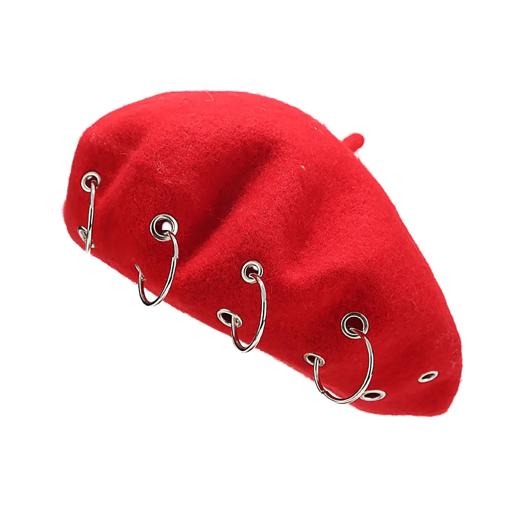 Gothic Punk Harajuku O Ring Beret Hat (available in 6 colors)
