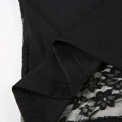 Gothic Alt Goth Lace Sleeves Sheer Back Shirt Top