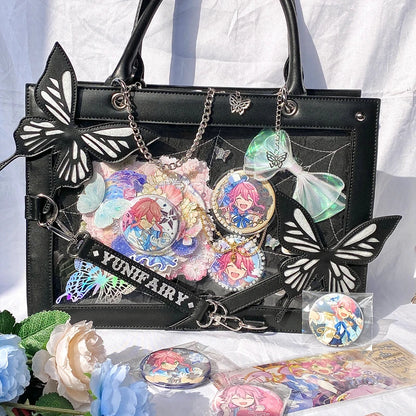 Gothic Y2K Alt Goth Butterfly Spider Web Letter Chain Handbag Lolita Shoulder Bag (available in 6 colors)