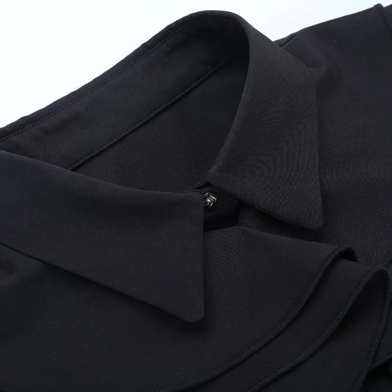 Gothic Dark Academia Goth Vintage Ruffle Short Sleeve Blouse