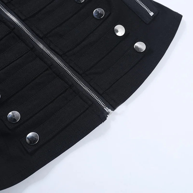 Gothic Punk Harajuku Double Button Zipper Sleeveless Top