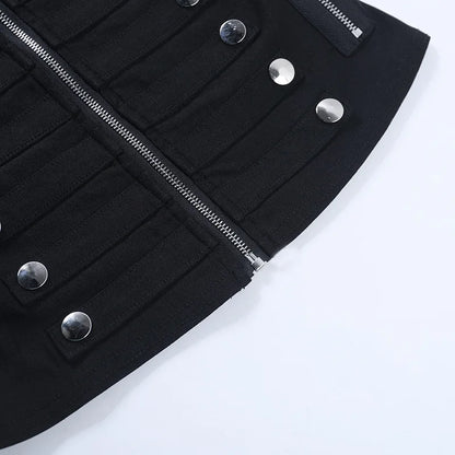 Gothic Punk Harajuku Double Button Zipper Sleeveless Top